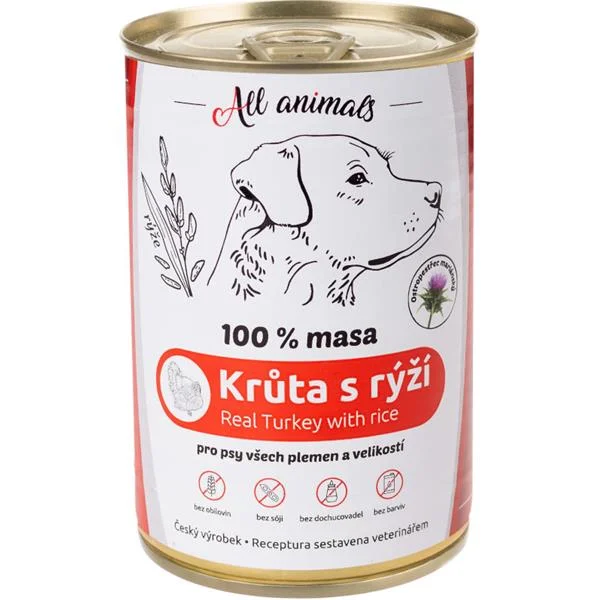 All Animals DOG Krůtí mleté s rýží 400g