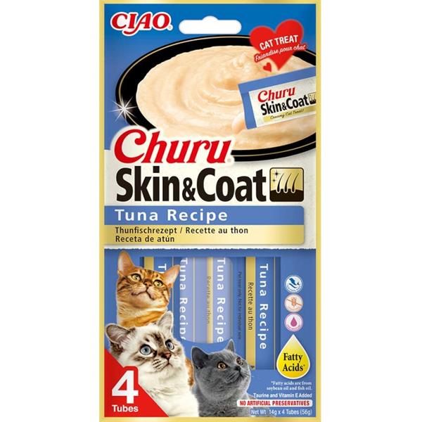 Pochoutka Churu Skin & Coat tuňák 4x14g
