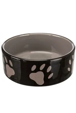 Keramická miska 1,4l/20cm -tmavě šedá + motiv tlapky 0,8 l/ 16 cm