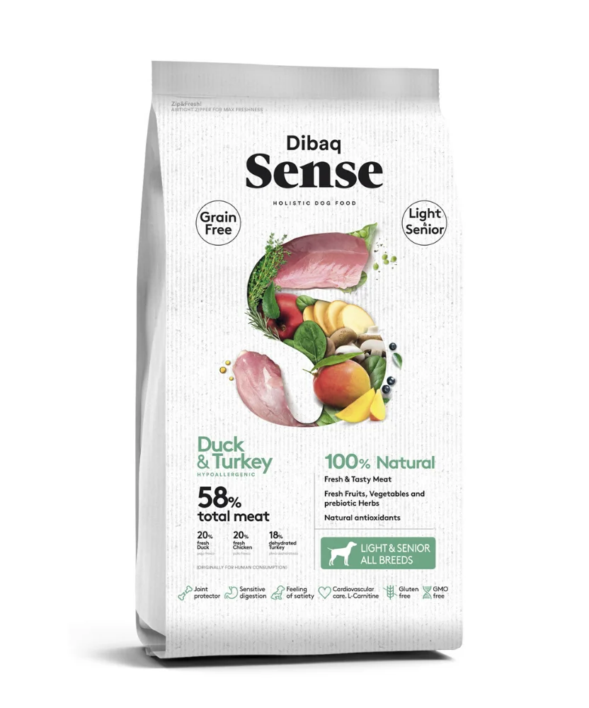 Dibaq Sense DIBAQ SENSE Grain Free Duck&Turkey Light&Senior 12 kg