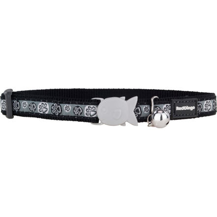 RedDingo Obojek Paw Impression Black - 12mm/20 až 32cm