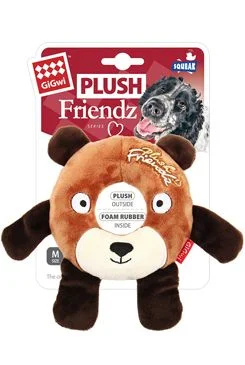 Hračka pes GiGwi Plush Friendz medvěd s gumovým kroužk 1 ks