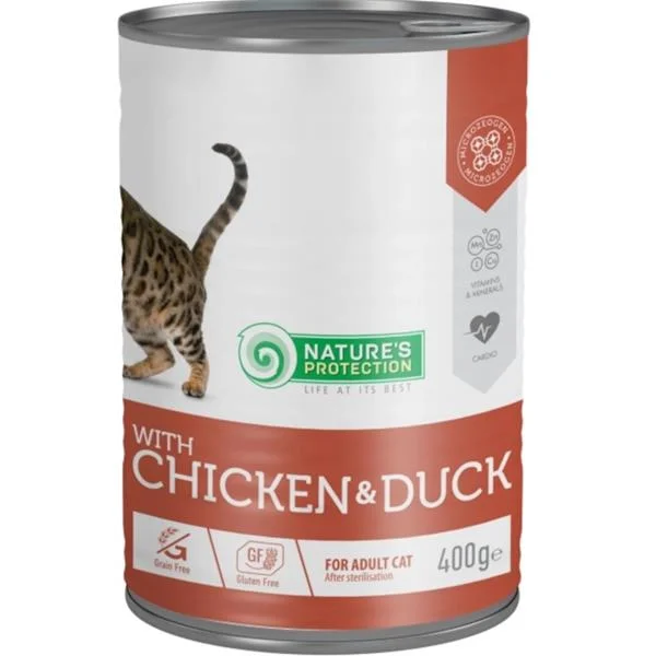 Nature's Protection Cat konz. Sterilised kuře/kachna 400 g
