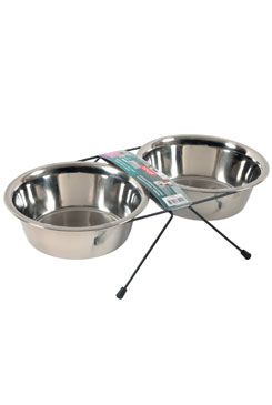 Miska nerez stojan+2 misky pes STEEL 0,4l