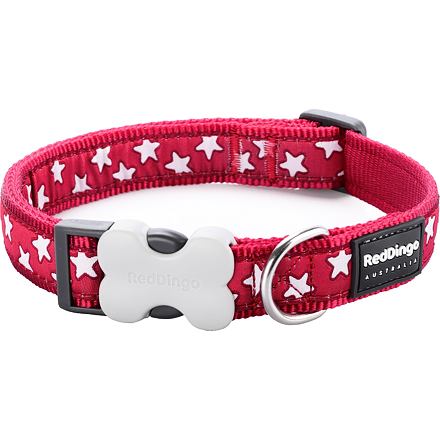 RedDingo Obojek Stars White on Red - 2,5/41 až 63 cm