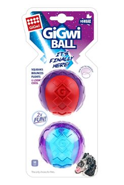 Hračka pes GiGwi Ball míček M, 2ks/ karta, pískající 1 ks