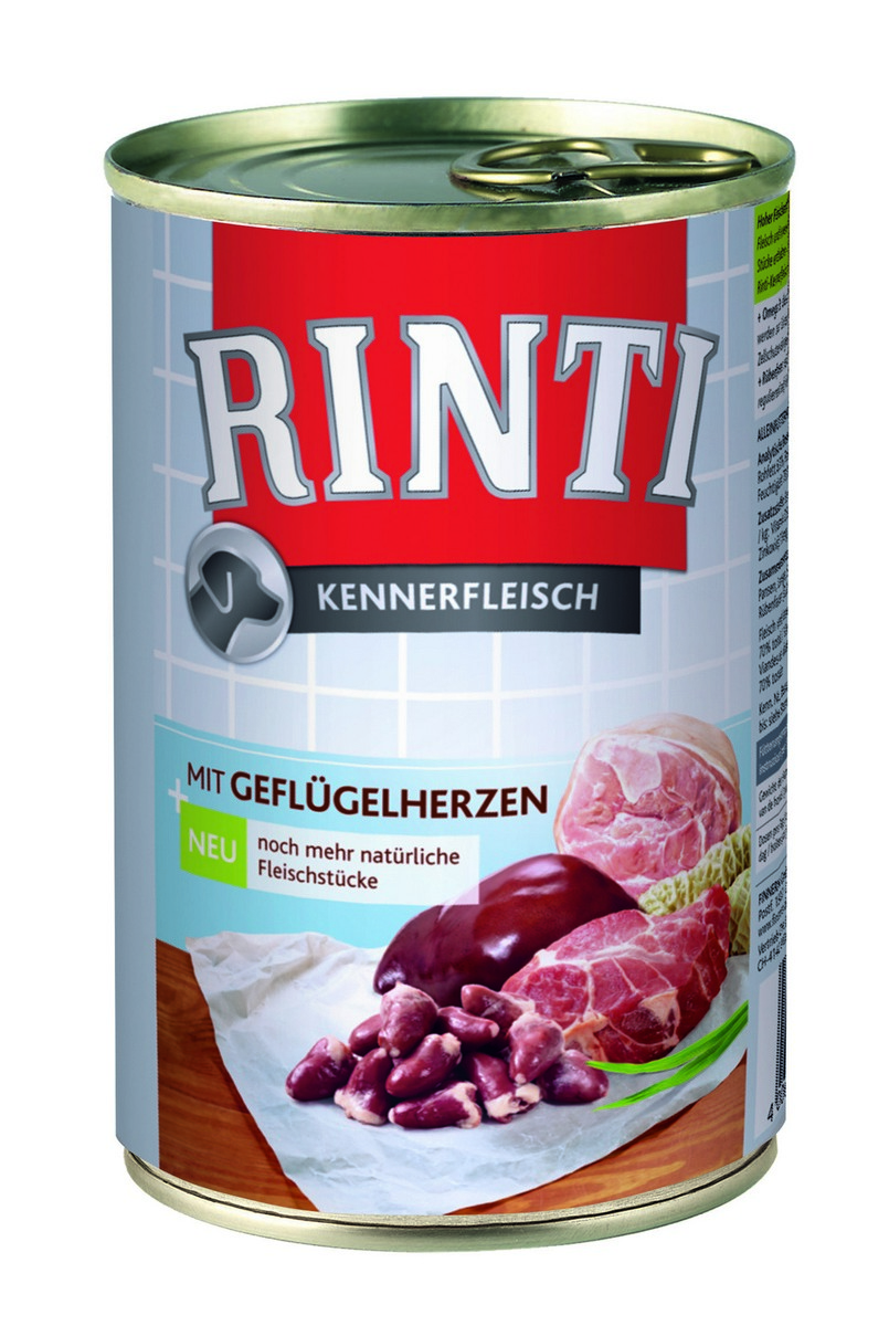 Rinti Dog Kennerfleisch konzerva drůbeží srdíčka 400g