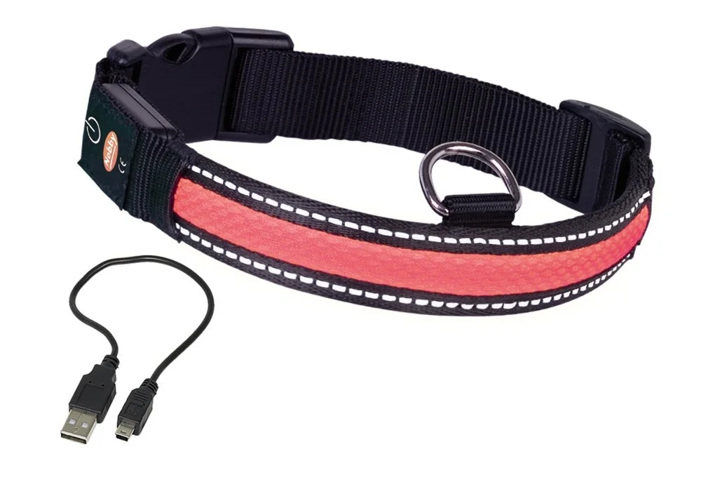 Nobby Flash Mesh svítící červený obojek vel. S (34-41cm)