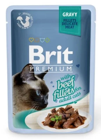 Kapsička BRIT Premium Cat Delicate Fillets in Gravy with Beef 85g