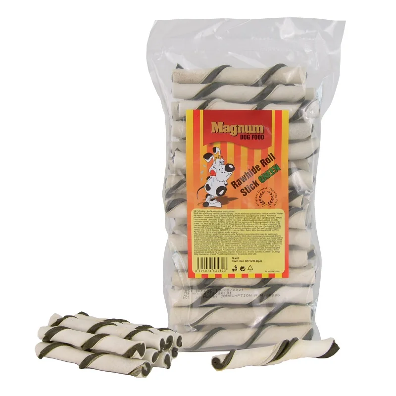 Magnum Rawhide Roll Stick Green/White 40 ks