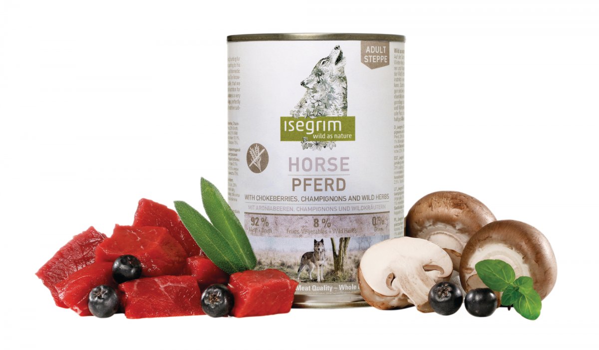 Isegrim ISEGRIM Adult Steppe: Koňské maso s černým jeřábem a žampiony 800 g