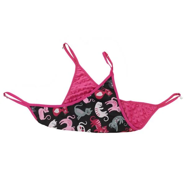 Samohýl Exclusive Pelech dr.savec závěsný loďka, kočky na černé, růžová minky 30x30cm