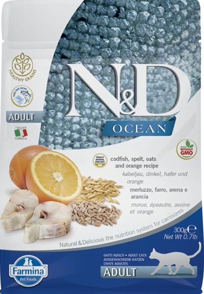 N&D OCEAN Cat LG Cod, Spelt, Oats & Orange Adult 300 g