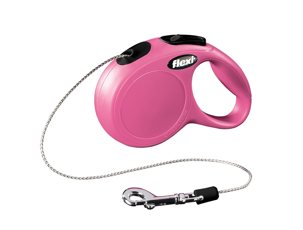 Vodítko FLEXI Classic NEW lanko 3m/ 8 kg růžová