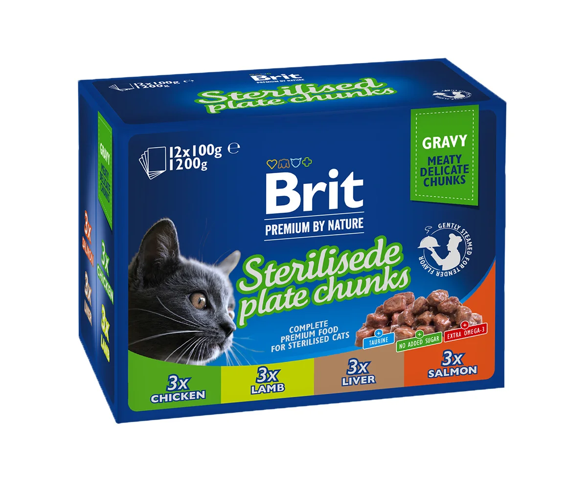 Brit Premium by Nature Sterilized Plate Chunks in Gravy - 12x100g