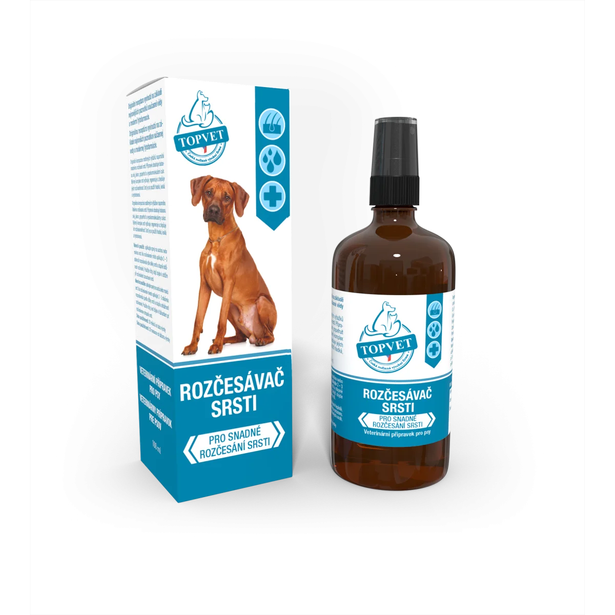 Rozčesávač srsti pro psy TOPVET 200ml