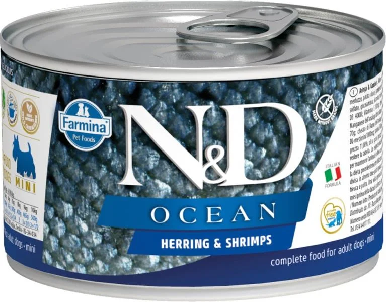 N&D DOG OCEAN Adult Herring & Shrimps Mini 140 g + 1 ks  ZDARMA