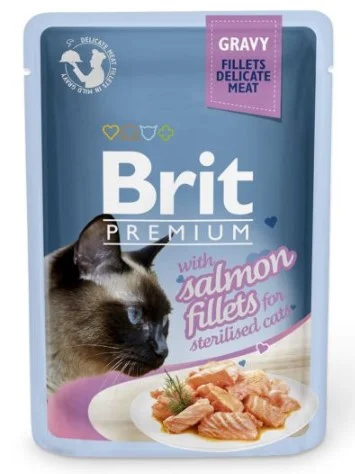Kapsička BRIT Premium Cat Delicate Fillets in Gravy with Salmon for Sterilised 85g