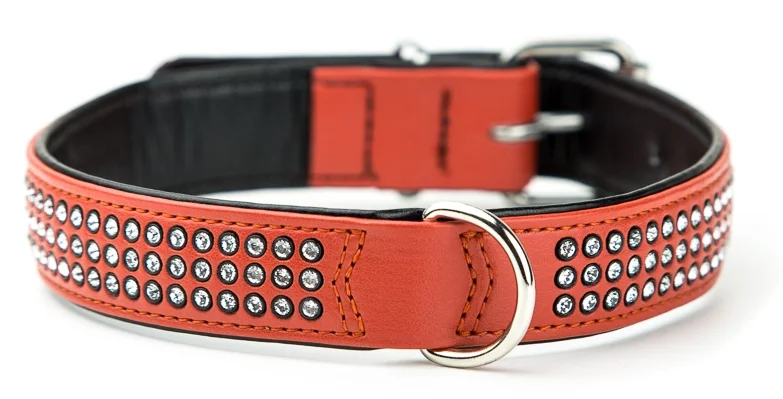 Nobby Crystal obojek se Swarovski krystaly M-L 47cm terakota