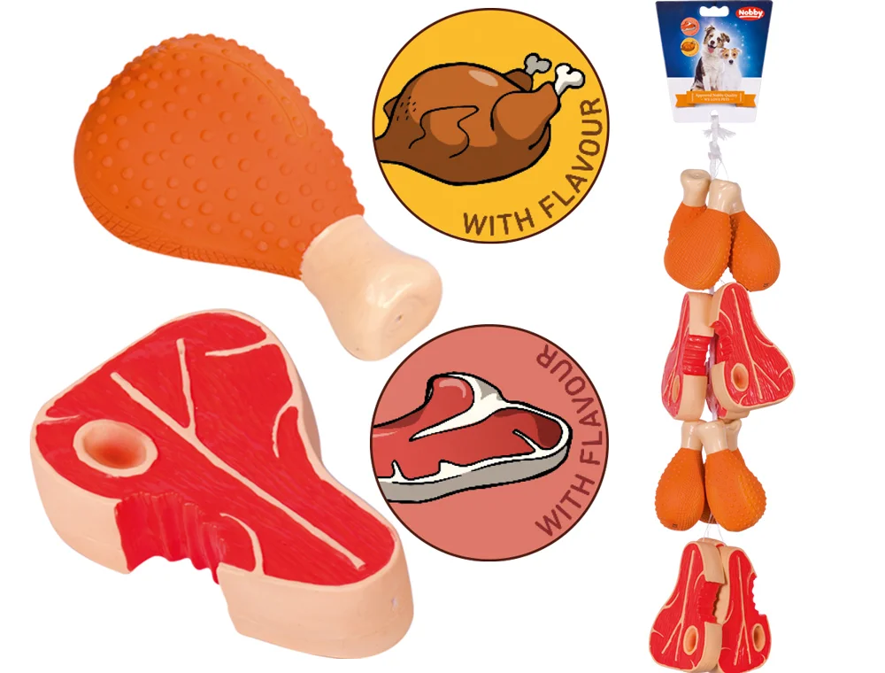 Nobby Toy Box hračka s vůní latex BARBECUE 13,5-15 cm 12 ks