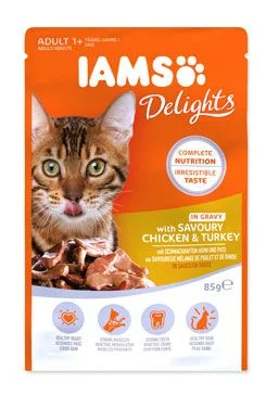 Kapsička IAMS Delights kuře a krůta masem v omáčce 85 g