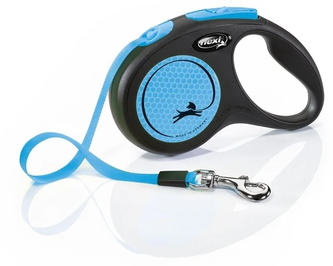 Vodítko FLEXI Neon S pásek 5m/15kg černá/modrá NEW