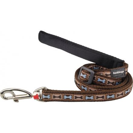 Vodítko RD BONE yard brown - 1,2cm/1,8m