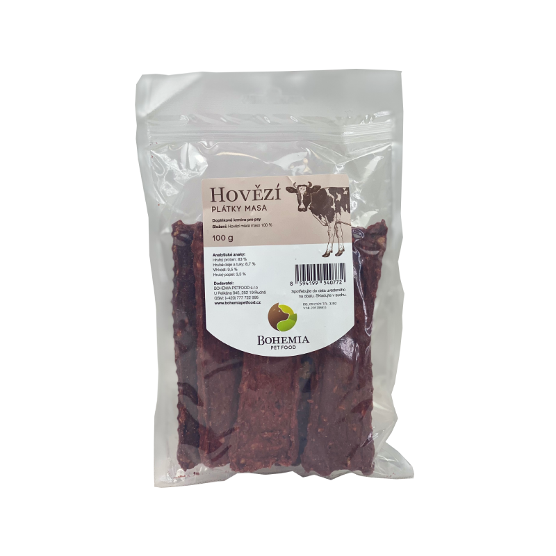 BOHEMIA PET FOOD Hovězí plátky pro psy 100 g