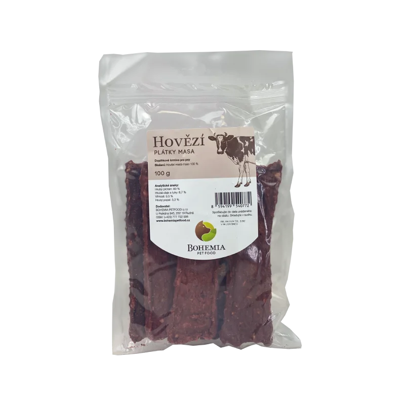 BOHEMIA PET FOOD Hovězí plátky pro psy 100 g