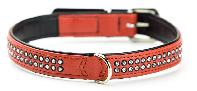 Nobby Crystal obojek se Swarovski krystaly M 47cm terakota