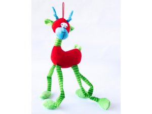 HRAČKY SALAČ Dlouhán červený fleece pískací 40cm