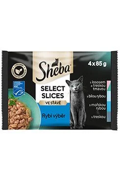 Sheba Select Slices kapsičky pro kočky – rybí výběr ve šťávě 4×85g