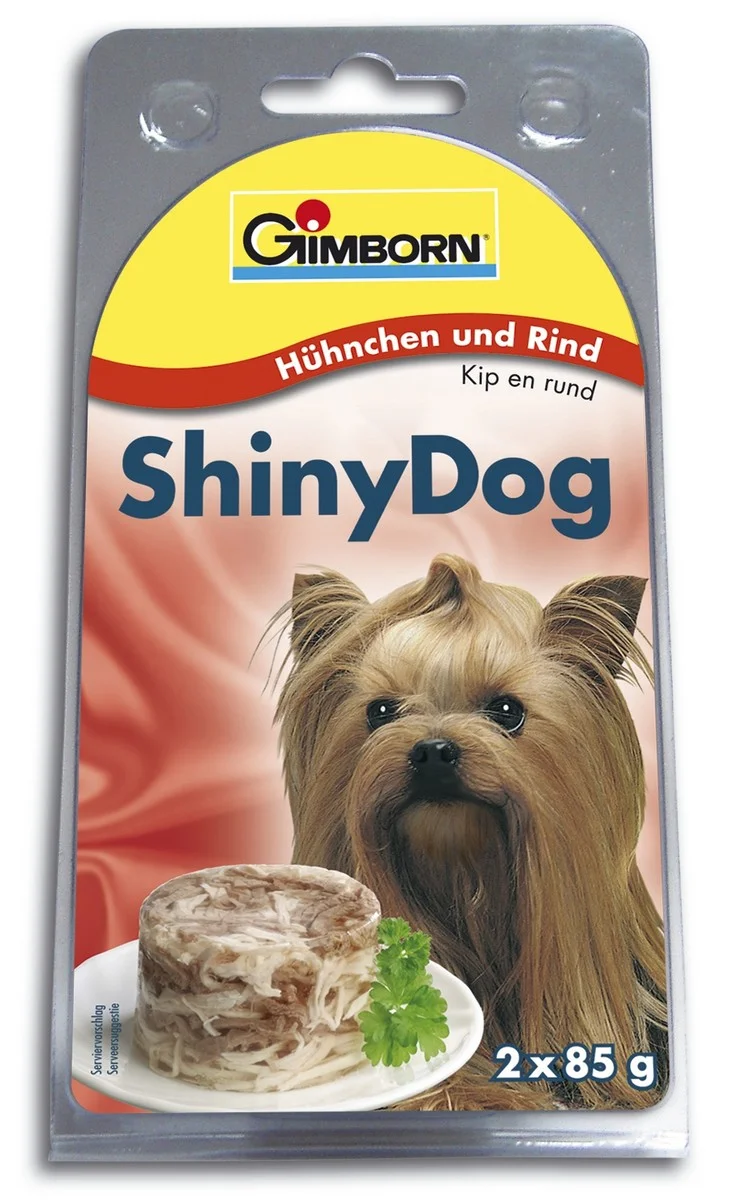 ShinyDog konzerva kuřecí+hovězí 2x85g (8x)