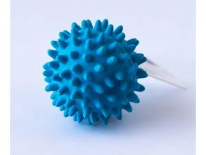 HRAČKY SALAČ Míček s bodlinami pískací - modrý - LATEX 6,8cm