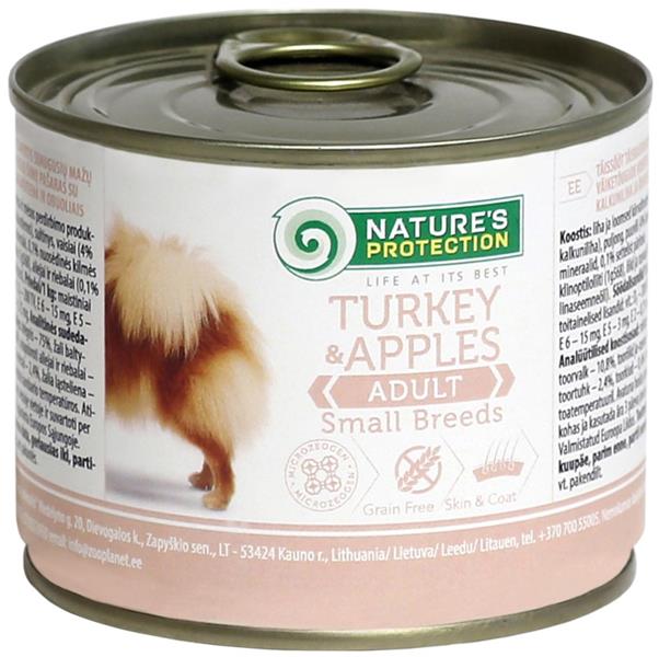 Nature’s Protection Dog konzerva Adult Small Breeds Krůta&jablko 200g