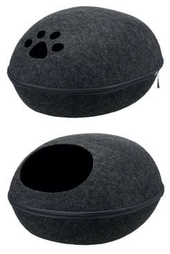 Plstěná jeskyně pelíšek LIVA, tmavě šedá 40 x 24 x 47 cm