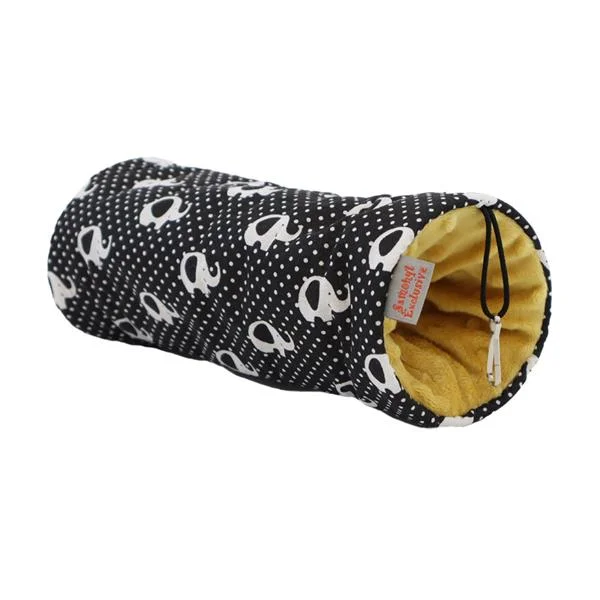 Samohýl Exclusive Tunel dr.savec závěsný M, černobílí sloni, okrová minky 10x10x25cm