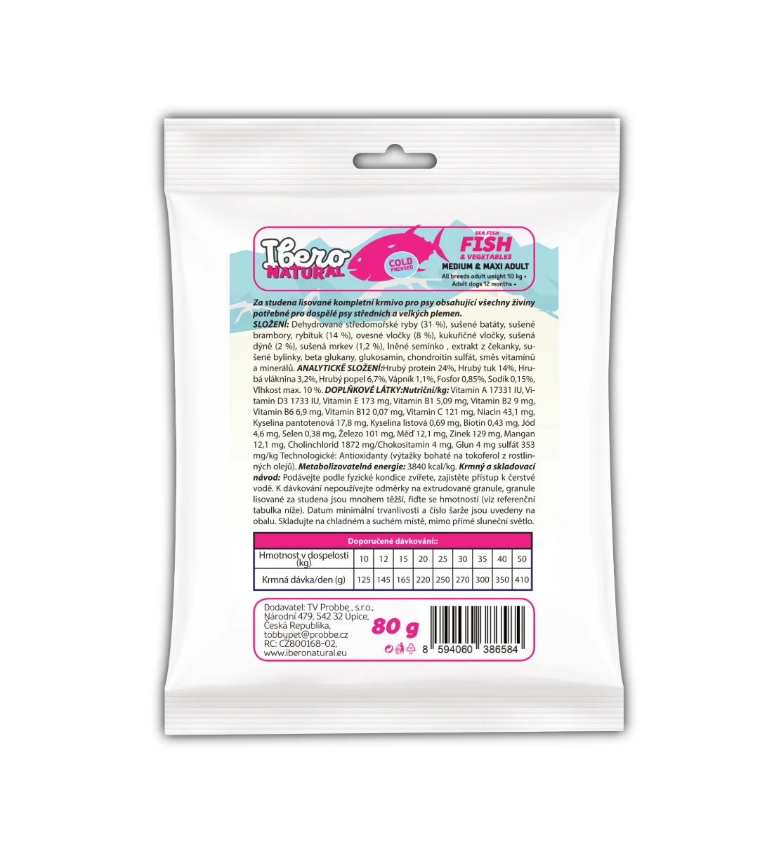 Vzorek - Ibero Cold Press Dog Adult Medium/Large Fish - 80g