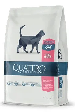 QUATTRO Cat Dry Premium all Breed Steril. Drůbež 1,5kg