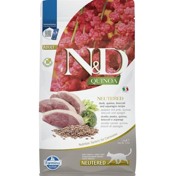 N&D Quinoa CAT Neutered Duck &Broccoli&Asparagus 1,5 kg