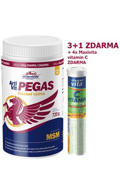 ArtiVit Pegas MSM 600g + 120g zdarma + Dárek 1 X Maxivita - šumivý vitamín C