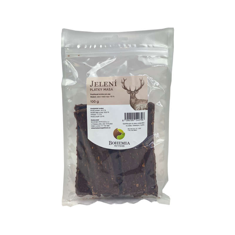 BOHEMIA PET FOOD Jelení plátky pro psy 100 g