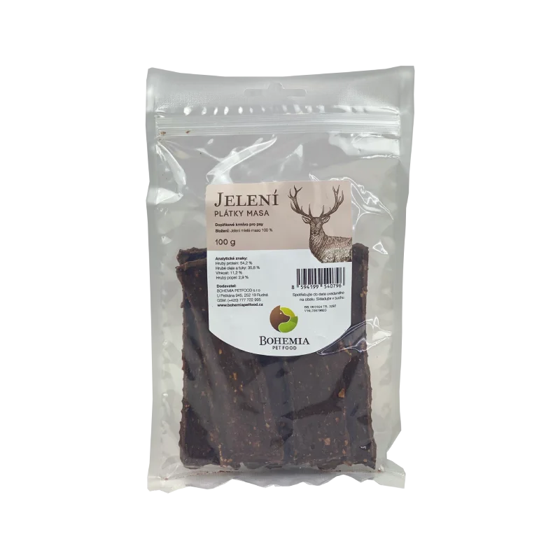 BOHEMIA PET FOOD Jelení plátky pro psy 100 g