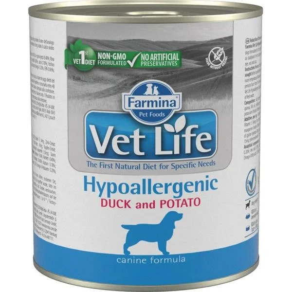 Vet Life Natural Dog konz. Hypoaller Duck&Potato 300g