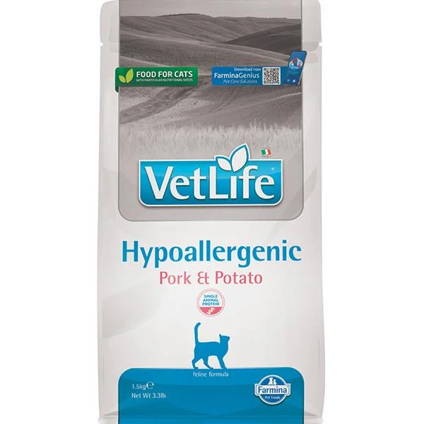 Vet Life Natural CAT Hypo Pork & Potato 1,5 kg