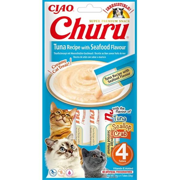 Churu Cat Tuna Recipe with Seafood Flavor  4x14g