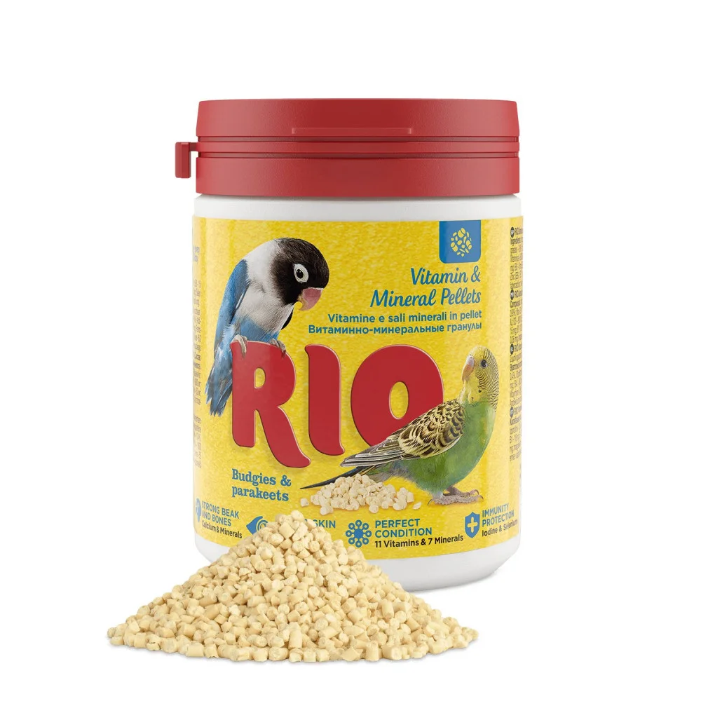 RIO vitaminove a mineralni pelety pro andulky a stredni papousky 120g