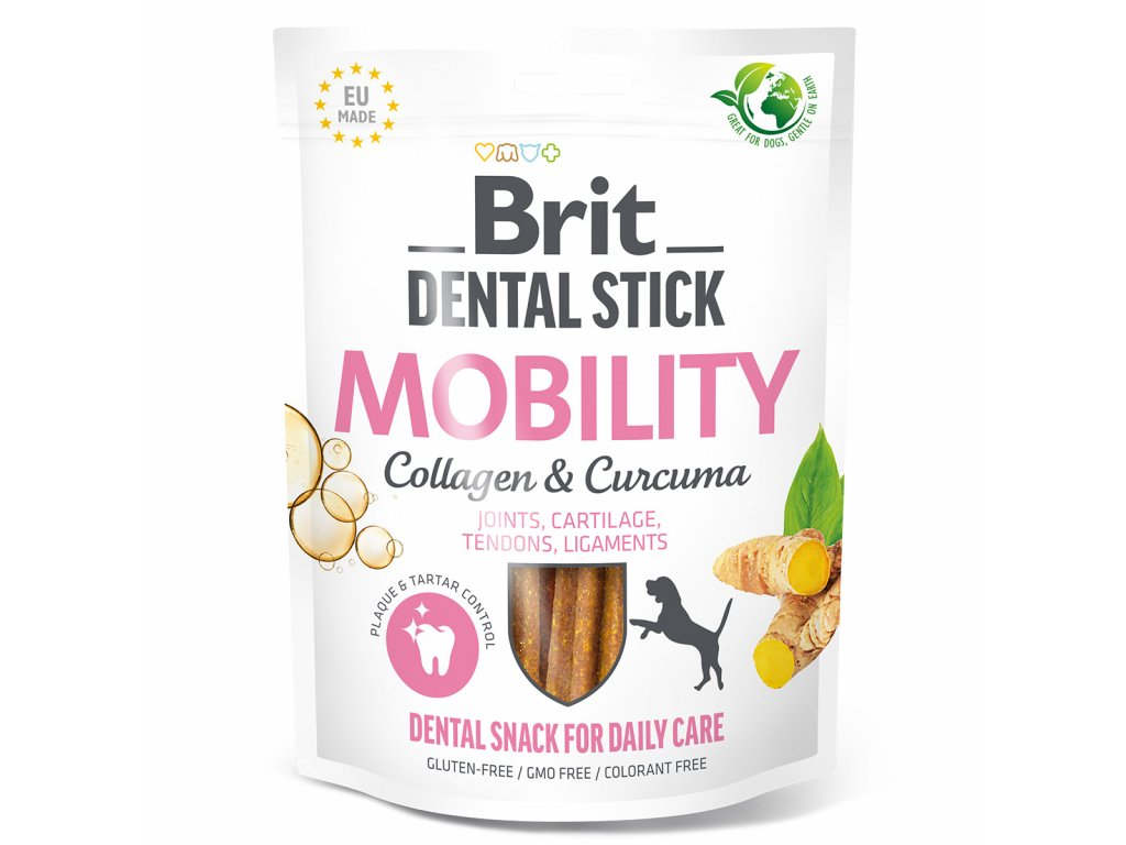 Pochoutka Brit Dental Stick Mobility s Kurkumou a Kolagenem 7ks