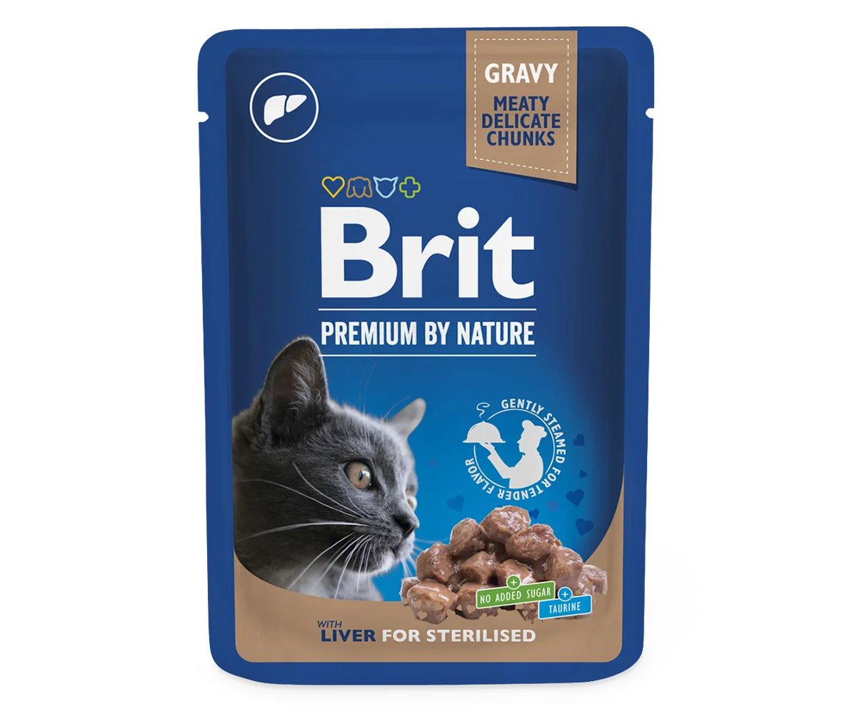 Brit Premium Cat Pouches Liver for Sterilised in Gravy - 100g