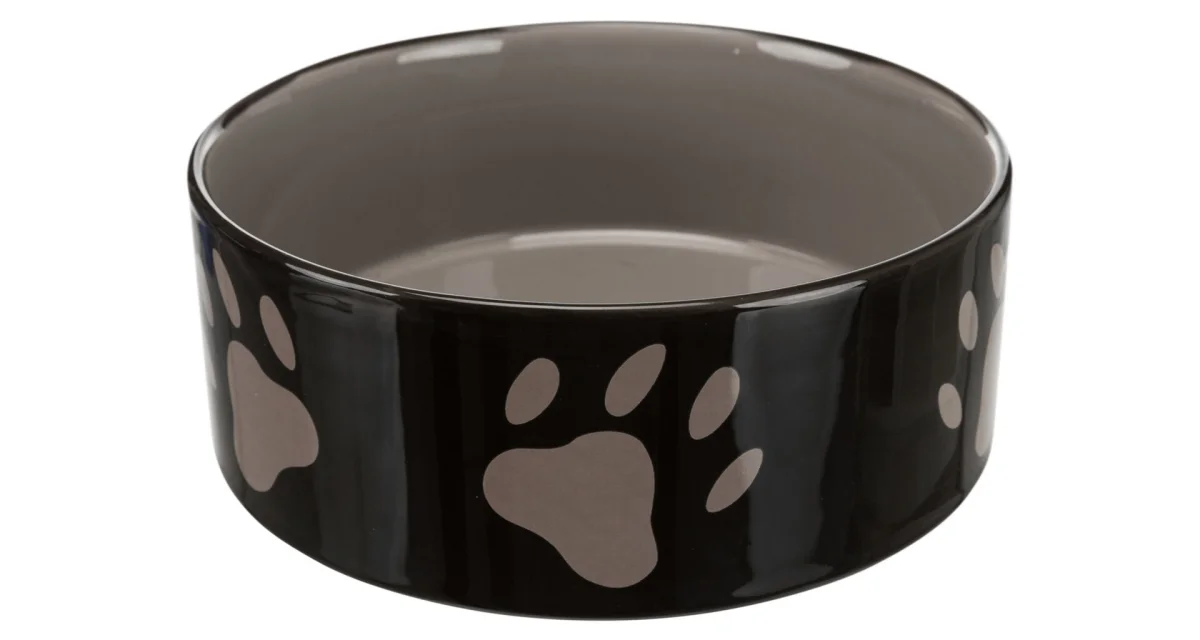 Keramická miska - hnědá/tmavě šedá + motiv tlapky 0,3l 12cm TR